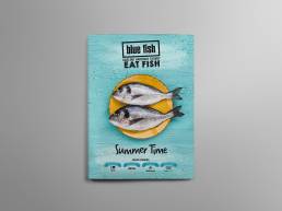 restaurant menu design Blue Fish Darling Harbour Summer Menu Design Cover
