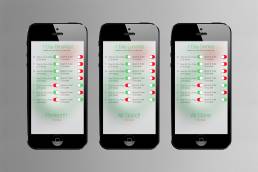 Three iPhones showing the my profile menu design