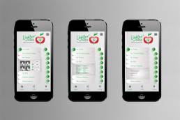 Three iPhones showing the my profile menu design