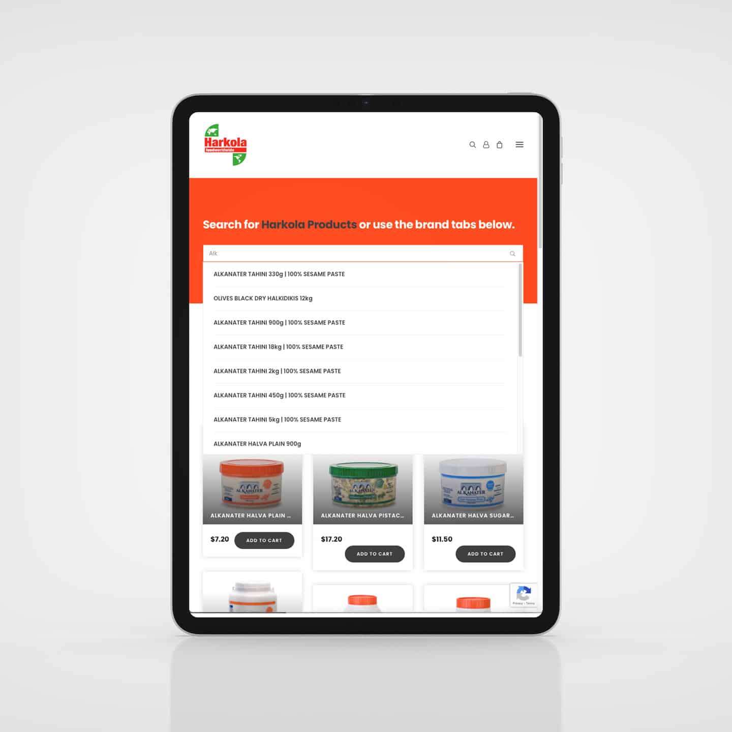 Harkola online food shop showing Middle Eastern products
