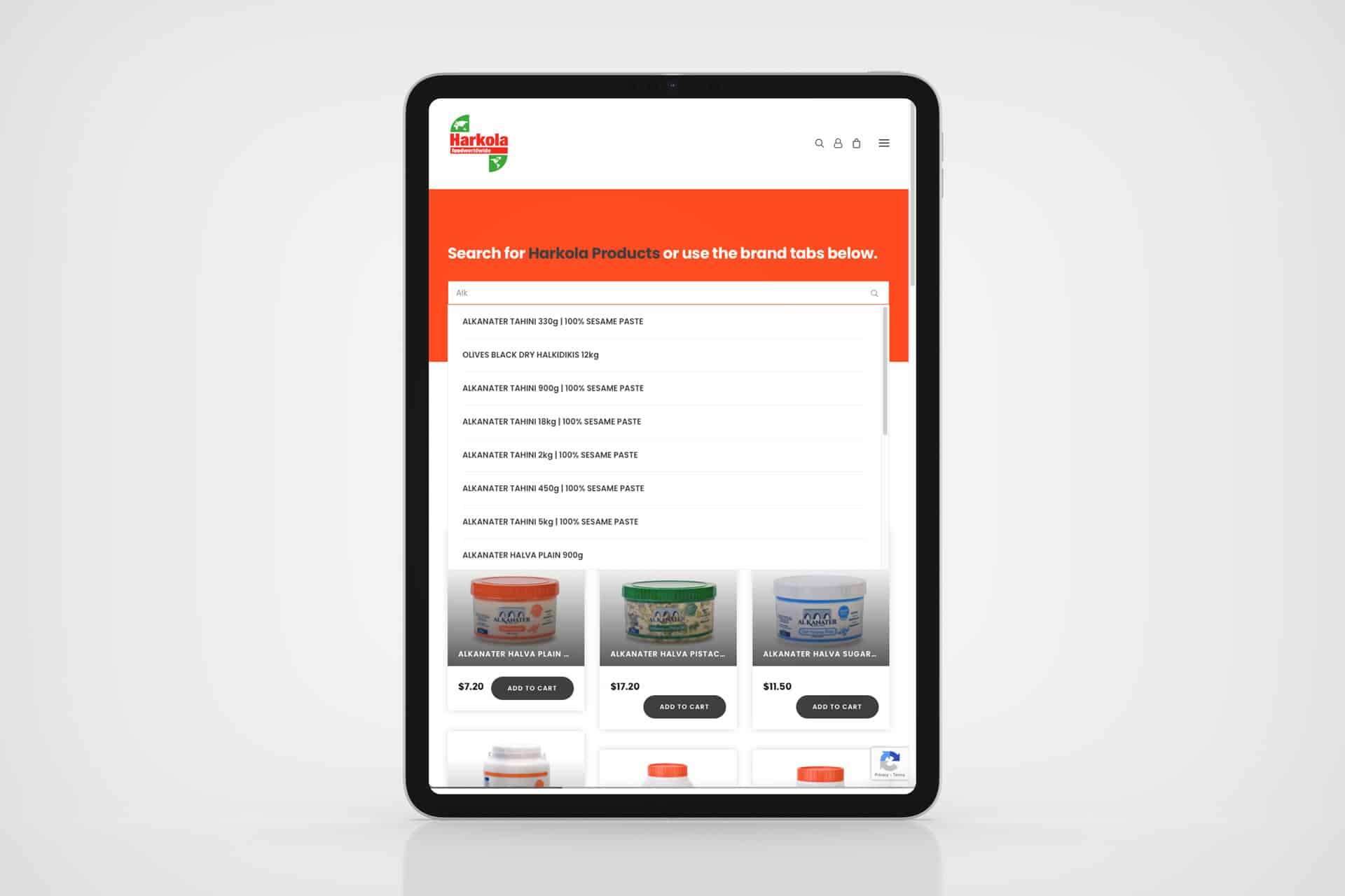 Harkola online food shop showing Middle Eastern products